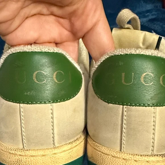 Gucci Cream and Green Logo Sneakers